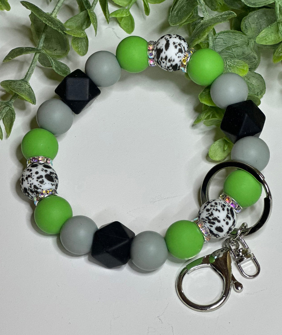 Lime Paint Splatter Wristlet
