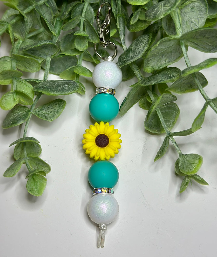 Turquoise Sunflower Keychain